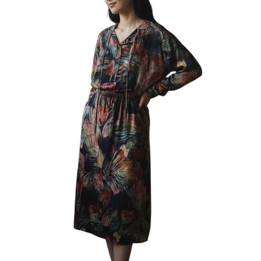 Velvet Floral Maxi Dress XS Stevie Nicks Boho Witchy 70s Goddess Romantic